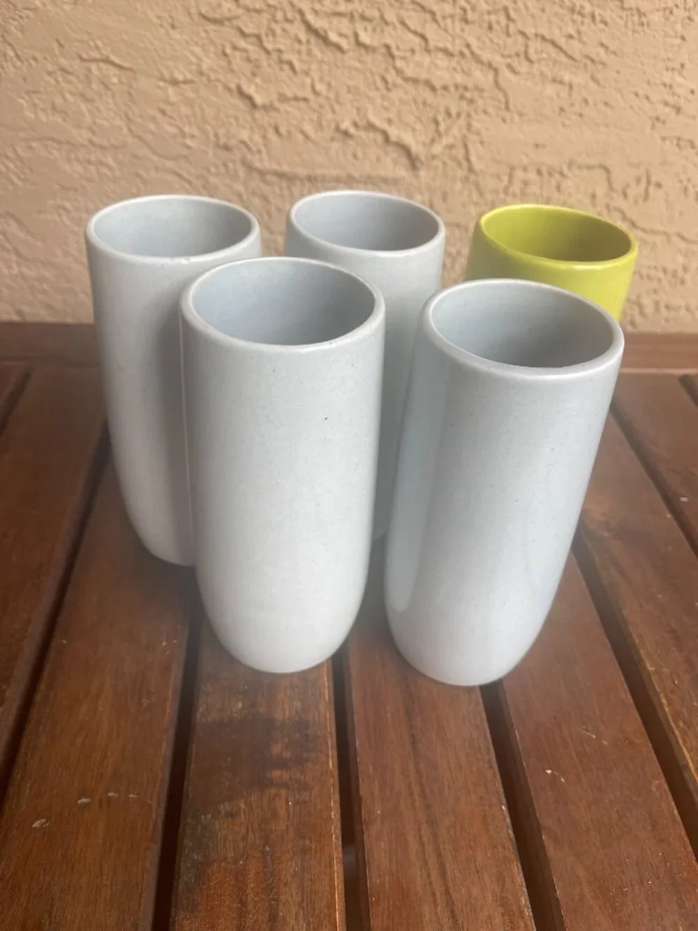 Mid Century Vernonware Metlox Heavenly Days  Solid Gray & Green Tumbler Glasses